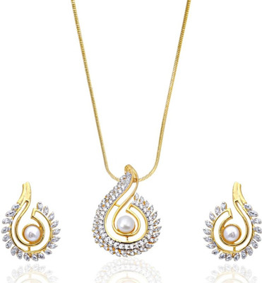 65% OFF on Siyora Diamond Flare Brass Jewel Set White, Gold
