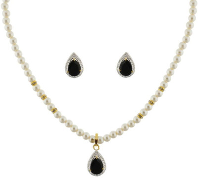 50% OFF on Abhushan Cone Shape Pendant Alloy Jewel Set White