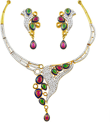 29% OFF on iJewel Neckalce Set with Earrings Alloy Jewel Set Gold