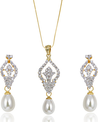 25% OFF on Siyora Brass Jewel Set White