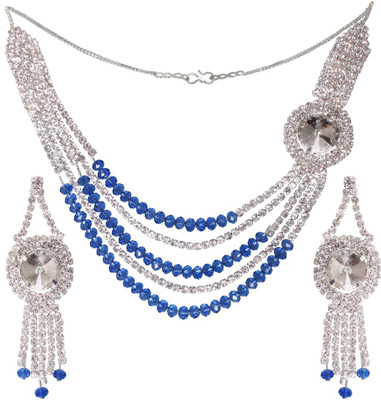 70% OFF on Vendee Fashion Medallion Five Layered Zinc Jewel Set Blue