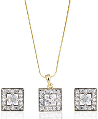Siyora Designer Brass Jewel Set White