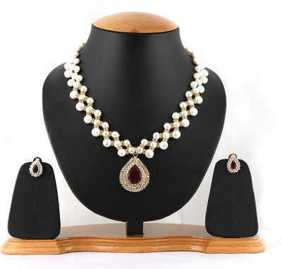 5% OFF on Trendmagnet Zigzag Designer Rolled Gold Titanium Jewel Set White, Gold