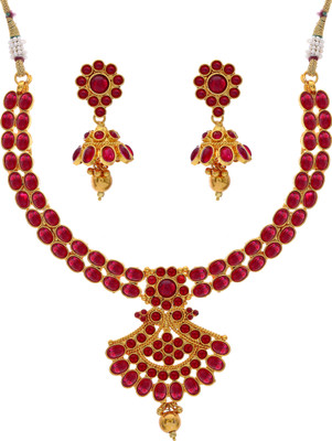 25% OFF on Pearls Cart Kempu Stone Studded Traditional Necklace Alloy Jewel Set Red, Gold 25% OFF on Pearls Cart Kempu Stone Studded Traditional Necklace Alloy Jewel Set Red, Gold