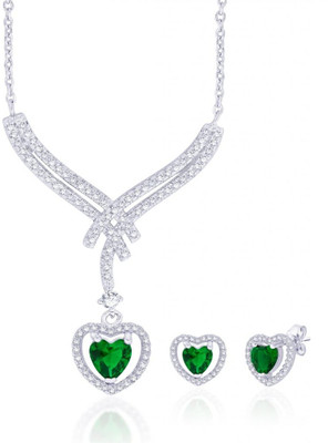 24% OFF on Taraash Fancy CZ Sterling Silver Jewel Set Green, White