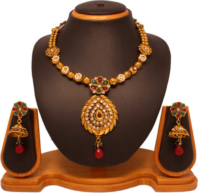 69% OFF on Vendee Fashion Fashion Copper Jewel Set Maroon, Green, Gold