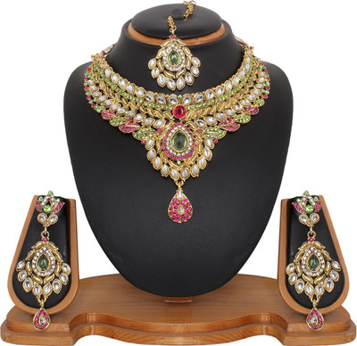 69% OFF on Vendee Fashion Fluorecent Alloy Jewel Set Maroon, Green