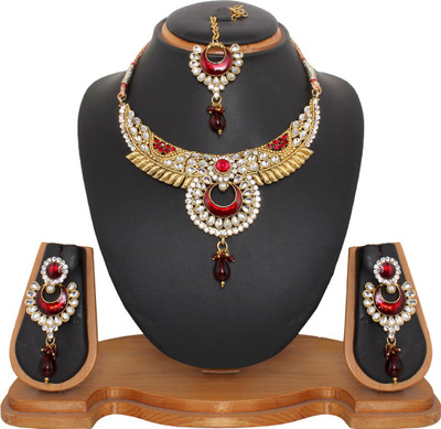 60% OFF on Vendee Fashion Red Chokari Alloy Jewel Set Maroon