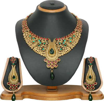 70% OFF on Vendee Fashion Designer Zinc Jewel Set Maroon, Green