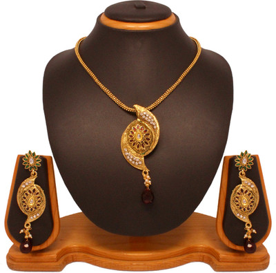 69% OFF on Vendee Fashion Copper Jewel Set Maroon, Green, Gold