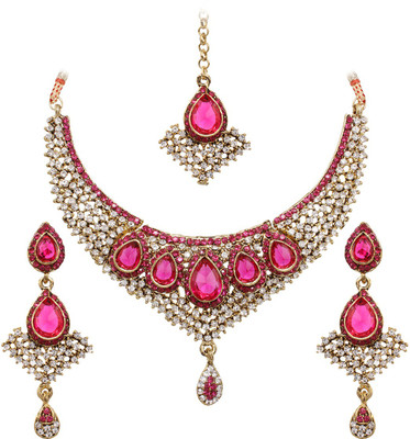 69% OFF on Vendee Fashion Magical Pinkish Zinc Jewel Set Pink