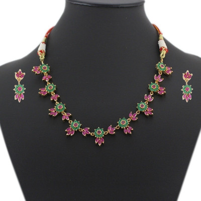 6% OFF on 925 Silver Alloy Jewel Set Green, Pink 6% OFF on 925 Silver Alloy Jewel Set Green, Pink