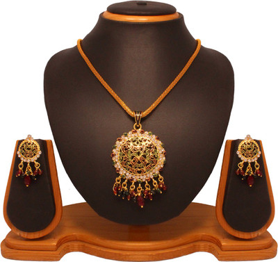 70% OFF on Vendee Fashion Dazzling Round Brass Jewel Set Maroon, Green