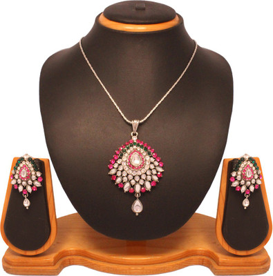 69% OFF on Vendee Fashion Admirable Kundans Zinc Jewel Set Pink, Silver