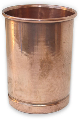 Prisha India Craft Ayurveda Healing Drinkware Copper Tumbler Glasses Glass_014 (350 Ml, Gold, Pack Of 1)