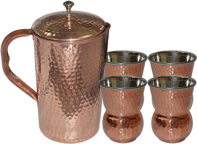 55% OFF on DakshCraft Copper Pitcher With 4 Tumbler Drinkware Set for Ayurveda Benefits Jug Glass Set 55% OFF on DakshCraft Copper Pitcher With 4 Tumbler Drinkware Set for Ayurveda Benefits Jug Glass Set