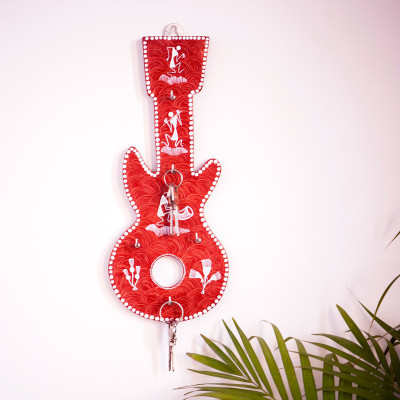 38% OFF on ExclusiveLane Guitar Shaped Warli Handapinted Wooden Key Holder