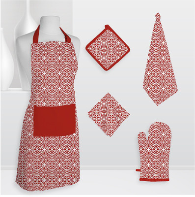 Smart Home Textile Smt Kls Cotton Kitchen Linen Set Red, Pack Of 5 - KLSE6Z8MFCWTMGEU