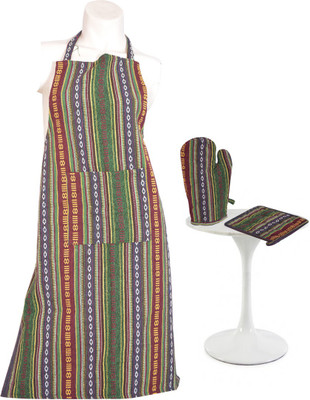 54% OFF on Flazee Home Trends Green, Brown Cotton Kitchen Linen Set