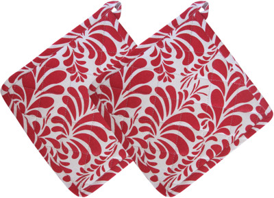 Smart Home Red, White Cotton Kitchen Linen Set Pack Of 2