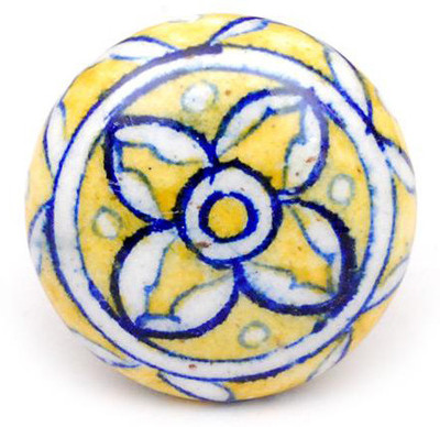 Neerja Ceramic Cabinet/Draw Knob Yellow Pack of 6