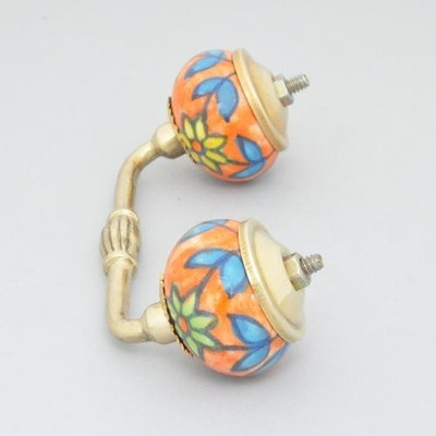 Neerja Ceramic Cabinet/Draw Pull Orange Pack of 2 Neerja Ceramic Cabinet/Draw Pull Orange Pack of 2