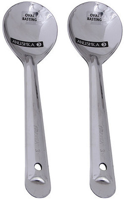 33% OFF on Tallboy Anushka Oval Basting Ladle set of 2 Large Steel Ladle Steel, Pack of 2