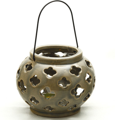 37% OFF on Aapno Rajasthan Taupe Shade with Floral Cut Ceramic 1 - Cup Tealight Holder Brown, Pack of 1