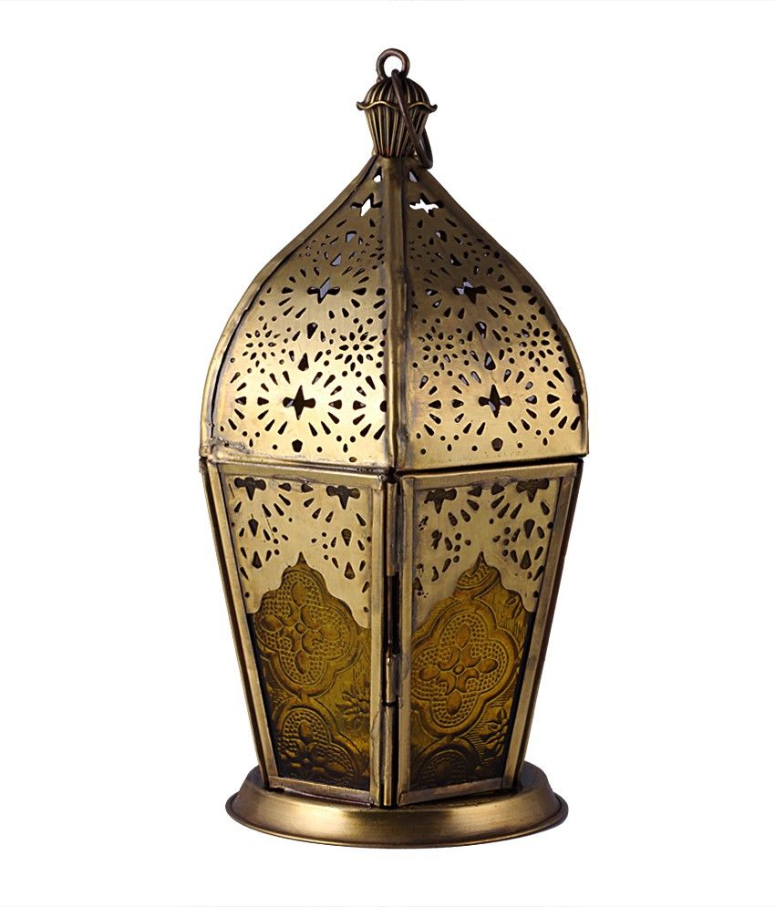 70% OFF on Sutra Decor Classic Gold Glass Lantern