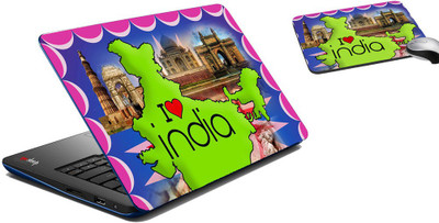 MeSleep I Love India Laptop Skin And Mouse Pad 173 Combo Set (Multicolor)