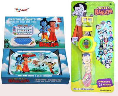 LAVIDI Combo Of Two Smart Toys For Smart Kids , Learning Educational Laptop & Projector Watch For Kids (Multicolor)