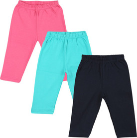 Color Fly Baby Girl's Pink, Dark Blue, Green Leggings Pack Of 3