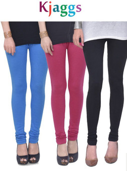 Kjaggs Women's Light Blue, Pink, Black Leggings Pack Of 3