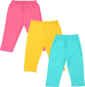 Color Fly Baby Girl's Pink, Green, Yellow Leggings Pack Of 3