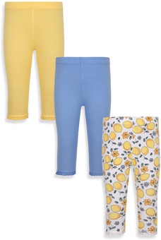 Mothercare Baby Girl's White, Blue, Yellow Leggings Pack Of 3