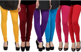 Pi World Women's Yellow, Maroon, Purple, Blue, Pink, Red Leggings Pack Of 6