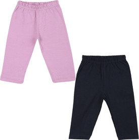 Color Fly Baby Girl's Purple, Dark Blue Leggings Pack Of 2