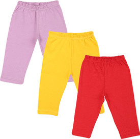 Color Fly Baby Girl's Purple, Red, Yellow Leggings Pack Of 3