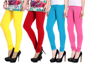 Ngt Women's Yellow, Red, Light Blue, Pink Leggings Pack Of 4