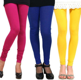 StyloFashionGarments Women's Blue, Pink, Yellow Leggings Pack Of 3