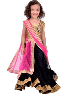30% OFF on K&U Self Design Girl's Lehenga, Choli and Dupatta Set