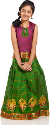 Kanakadara Self Design Girl's Lehenga Choli