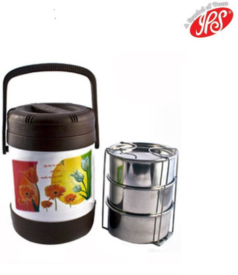 IPS Housewares Dl-Three Tier Office Tiffin Brown 3 Containers Lunch Box IPS Housewares Dl-Three Tier Office Tiffin Brown 3 Containers Lunch Box
