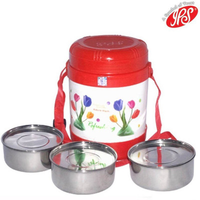 IPS Housewares Sl Three-Red 3 Containers Lunch Box IPS Housewares Sl Three-Red 3 Containers Lunch Box