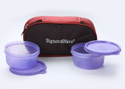 Signoraware Mid Day Lunch Box (With Bag) - Mauve 2 Containers Lunch Box Signoraware Mid Day Lunch Box (With Bag) - Mauve 2 Containers Lunch Box