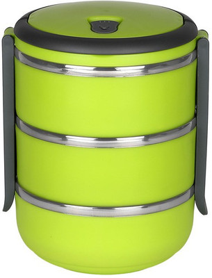37% OFF on Cosmosgalaxy Layer Single Lock-Green 3 Containers Lunch Box