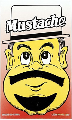 Funcart Single Stick On Moustache With Beard Party Mask (Black, Pack Of 1)