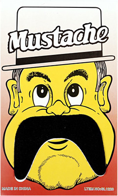Funcart Single Stick On Moustache Design 5 Party Mask (Black, Pack Of 1)