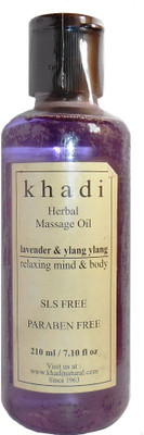 Khadi Herbal Lavender & Ylang Ylang Massage Oil (Relaxing Mind & Body) - SLS & Paraben Free - 210 Ml