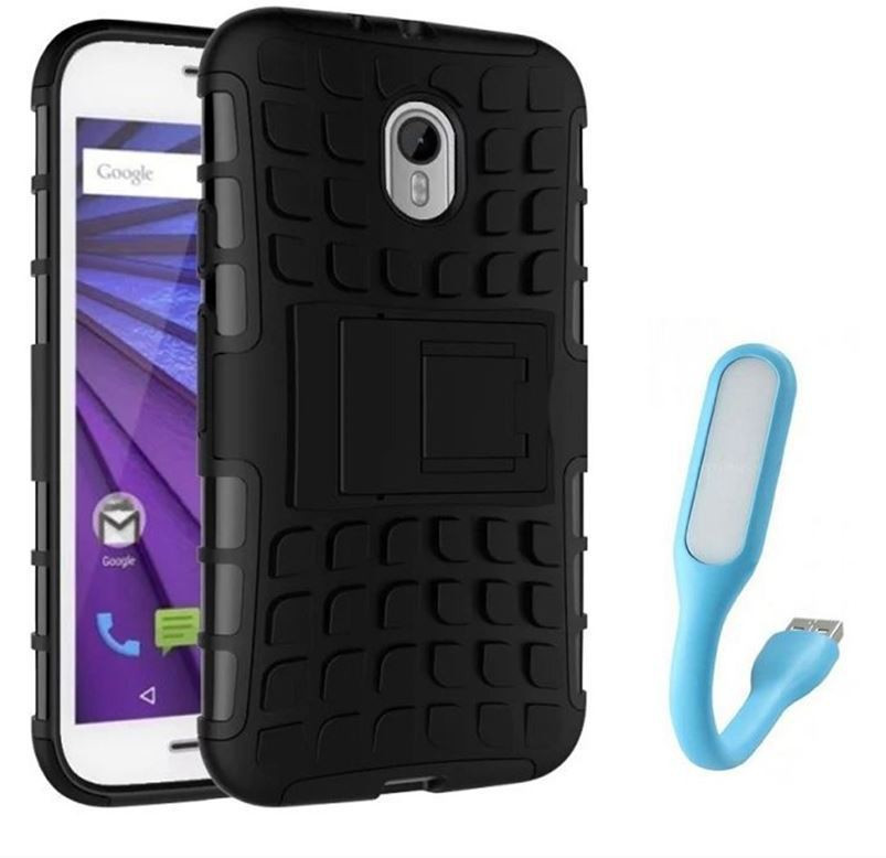 Chevron Hybrid Military Grade Armor Kick Stand Back Cover Case for Moto G (3rd Generation) With Mini USB LED Light Lamp (Black) Combo Set
Chevron Hybrid Military Grade Armor Kick Stand Back Cover Case for Moto G (3rd Generation) With Mini USB LED Light Lamp (Black) Combo Set